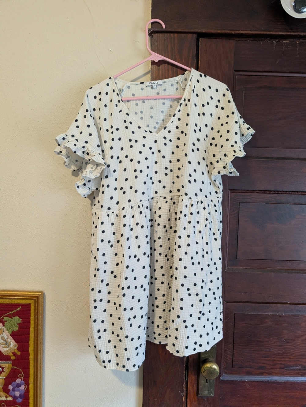 Madewell Lightspun Ruffle-Sleeve Babydoll‎ Dress In Dot Toss